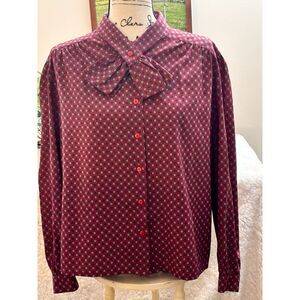 Blouse Burgundy/Print Size 16 by Eastex Made in England Professional Classy